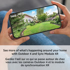 Amazon - Blink Outdoor 4 XR - 2 caméras avec module de synchronisation XR-Affichez la vue en direct 20 % plus rapidement — La technologie XR fonctionne sur la bande 900 MHz, évitant ainsi la congestion Wi-Fi typique et permettant un accès 20 % plus rapide à la vue en direct, même sur de longues distances.