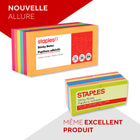 Feuillets autocollants standard de Staples, 3 x 3 po, couleurs variées, 100 feuilles/bloc, 12 blocs/paquet-6