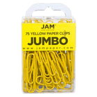 JAM Paper - Trombones géants colourés - grands trombones jaunes de 5 cm - paquet de 75-Couleur : Jaune