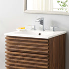 Modway - Cayman 18" Lavabo de salle de bain in Blanc-Trous de robinet centraux de 8 pouces