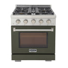 Kucht - 30 po Série KFX-X Cuisinière Pro Style au gaz naturel - Acier inoxydable/Vert olive-Brûleur rocket power de 21 000 btu pour un saisissage rapide