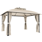 Outsunny - Pavillon d’extérieur 10 pi l x 12 pi L, double toit avec moustiquaire et rideaux-Le design à double toit ventilé offre fraîcheur et protection contre les moustiques