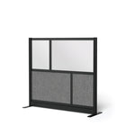 Luxor - Mur modulaire 53 x 48 - Cadre noir segmenté, fenêtre givrée, PET gris frais-Crée une intimité semi-permanente dans les espaces partagés