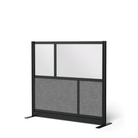 Luxor - Mur modulaire 53 x 48 - Cadre noir segmenté, fenêtre givrée, PET gris frais-Crée une intimité semi-permanente dans les espaces partagés