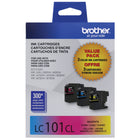 Brother – Cartouches d'encre couleur LC101 (cyan, magenta, jaune) - (LC1013PKS) - Paquet de 3-Intelligemment conçue pour fonctionner en parfaite harmonie avec votre imprimante à jet d’encre Brother.