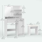 HOMCOM - Coiffeuse avec tabouret - 31,5 po L x 15,7 po l x 52 po H - blanc-Comprend un tiroir et une armoire avec une étagère réglable sur 3 niveaux 