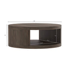 Manhattan Comfort - Table basse ronde contemporaine Alure 36" - Noyer-Compartiment de rangement ouvert intégré pour une organisation pratique
