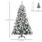 HOMCOM - Sapin de Noël artificiel floqué de neige de 1 - 8 m à LED blanc chaud-Couleurs : Arbre vert, neige blanche et diodes électroluminescentes 