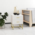 HOMCOM - Tables de chevet modernes avec 2 tiroirs et panneaux cannelés - blanc - lot de 2-Surface revêtue de mélamine facile à nettoyer 