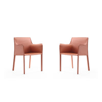Manhattan Comfort - Lot de 2 fauteuils de salle à manger modernes Paris 55 cm, revêtement similicuir, coloris argile-Chaise de salle à manger moderne parfaite pour la salle à manger et le bureau à domicile Lot de 2