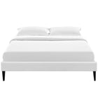Modway - Tessie Vinyle Cadre de lit queen avec pieds carrés effilés, Blanc-Glissements au pied sans marquer