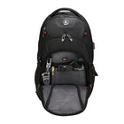 Swissdigital - Sac à dos noir MEILEN avec localisateur SDD-Poche dédiée pour batterie externe, poche pour bouteille d'eau, poche pour étui à lunettes, porte-clés, poches multifonctionnelles et panneau arrière respirant du sac à dos doté d'un rembourrage en maille pour une ventilation confortable de l'air.