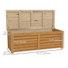 Outsunny - Coffre de terrasse 176L avec 2 charnières de sécurité - Marron clair-Deux charnières métalliques pour une ouverture fluide et facile du couvercle