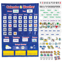 Learning Resources - Tableau à pochettes, calendrier et température-Matériau : Nylon