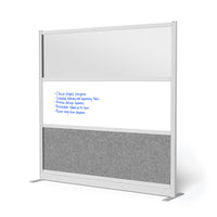 Luxor - Mur modulaire 70 x 70 - Cadre gris large, fenêtre givrée, tableau blanc, PET gris frais-Crée une intimité semi-permanente dans les espaces partagés