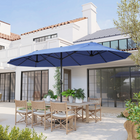 Outsunny - Parasol de patio extra-large double-face - 15 pi - bleu-Grand parasol à double toit de 8,7 po de diamètre avec une hauteur de 7,8 po pour une large couverture contre le soleil