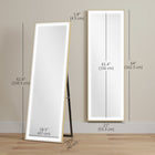 HOMCOM - Miroir pleine longueur à éclairage led réglable - 21 po l x 64 po h - or-Utilisation possible en pose libre ou mural, offrant une installation polyvalente dans toutes les pièces 