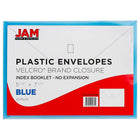 JAM Paper Enveloppes avec fermeture velcro pour des documents taille fiche, 5 1/2 x 7 1/2 po, bleu, 24/paquet-Ouverture : livret