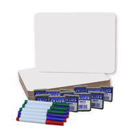 Flipside Products Magnetic Dry Erase Boards (9" x 12") with coloured Pens & Erasers, Set of 12-Magnetic boards are perfect for the household, school, or workplace!