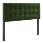 Modway - Lily Velours de performance résistant aux taches Tête de lit pleine grandeur, Vert mousse-Sellerie en velours Performance résistante aux taches