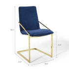 Modway - Pitch Performance Velvet Fauteuil à manger Ensemble de 2 - Marine d’or-Cadre géométrique