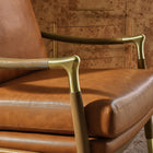 Modway - Langford Cuir végane Fauteuil d’accent - Noyer Tan-Glissières de plancher sans marquage
