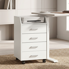 HOMCOM - Armoire de classement mobile verticale à 4 tiroirs avec roulettes verrouillables - blanc-Armoire à dossiers à quatre tiroirs offrant un accès facile aux documents 