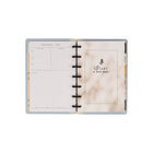 The Happy Planner - Planificateur 2027 daté format miniature 12 mois à reliure à disques - 7,50 po x 6,69 po - Quiet Simplicity - Anglais-La disposition Tableau de bord offre une présentation côte à côte épurée qui garde vos tâches, objectifs et priorités bien en vue