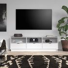 Prepac - Meuble de rangement pour téléviseur Simply Modern 70,25 po avec 3 tablettes et 3 tiroirs - Blanc-Dimensions de l'étagère : 22,5 po L x 15,75 po P x 7,75 po H