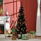 HOMCOM - Arbre de Noël - arbre de Noël fin avec branches réalistes - noir-La base est amovible pour un rangement facile 