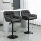 HOMCOM - Tabourets de bar pivotants réglables en tissu capitonné - noir - paquet de 2-Convient pour une installation dans les bars, cuisines et salles à manger hautes 
