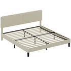 HOMCOM - Cadre de lit plateforme king size à tête de lit réglable - gris clair-La tête de lit réglable offre trois options de hauteur pour un confort personnalisé 