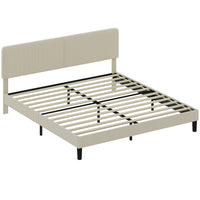 HOMCOM - Cadre de lit plateforme king size à tête de lit réglable - gris clair-La tête de lit réglable offre trois options de hauteur pour un confort personnalisé 