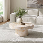 Modway - Alora Intérieur - Terrasse extérieure Rond de béton Table basse - Honey Onyx-Finition en fausse pierre