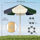 Outsunny - Parasol de patio avec cadre effet bois - 7,4 pi - vert foncé-Mât en acier avec revêtement en poudre pour plus de stabilité et de résistance aux intempéries