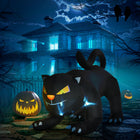 HOMCOM - Chat noir accroupi gonflable Airblown de 6 pieds pour décor d'extérieur Halloween - Noir-3 lumières LED blanches internes intégrées 