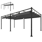 Outsunny - Pergola avec Auvent Rétractable pour Patio - 19 pi x 10 pi - Gris Foncé-L’espace spacieux de 18,7 po x 9,7 po crée un excellent salon extérieur 