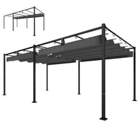 Outsunny - Pergola avec Auvent Rétractable pour Patio - 19 pi x 10 pi - Gris Foncé-L’espace spacieux de 18,7 po x 9,7 po crée un excellent salon extérieur 