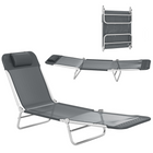 Outsunny - Chaise longue - chaise pliante inclinable réglable - gris foncé-Idéal pour le jardin, le balcon, la piscine, la plage et plus encore