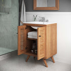 Modway - Birdie 24" Bois de teck Armoire de toilette de salle de bain (lavabo non inclus) - Naturel-Capsules de pied non marquées