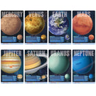 TREND enterprises, Inc - Affiche pédagogique sur les planètes - Lot de 8-Les faits planétaires et les informations de localisation sont clairement affichés au bas de chaque affiche