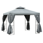 Outsunny - Pavillon de patio extérieur 10 pi l x 10 pi L - abri avec auvent - gris foncé-Construit avec un cadre en métal résistant à la rouille, recouvert d'une toile résistante aux UV