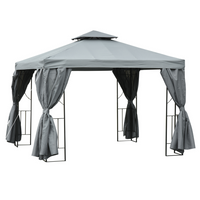 Outsunny - Pavillon de patio extérieur 10 pi l x 10 pi L - abri avec auvent - gris foncé-Construit avec un cadre en métal résistant à la rouille, recouvert d'une toile résistante aux UV