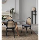 Manhattan Comfort - Lot de 2 chaises de salle à manger Paragon 44,5 cm style industriel chic, rembourrées - noir et gris-Canne naturelle fine fabriquée à partir de véritable rotin en bois