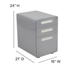 Flash Furniture Classeur ergonomique à 3 tiroirs pour dossiers juridiques et lettres, gris-Conçu pour s'adapter sous la plupart des tables et des bureaux