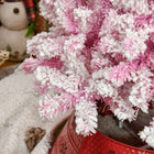 HOMCOM - Snow Flocked Pencil Artificial Christmas Tree with Steel Base Pink-Construction à charnière/conception en sections/branches s'ouvrant automatiquement pour une installation rapide 