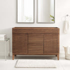 Modway - Render 48" Meuble de toilette de salle de bain compatible double lavabo (non inclus) - Noyer-Stratifié lisse