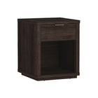 Manhattan Comfort - Ensemble de 2 tables de chevet modernes Evelyn 20" à 1 tiroir - Marron-Poignées de tiroir horizontales et épurées pour un aspect propre et dégagé
