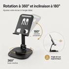 Baseline - Support pliable rotatif à 360 degrés pour téléphone et tablette - noir-La construction robuste en métal offre un support stable sur le bureau