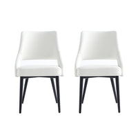 Manhattan Comfort - Lot de 2 chaises de salle à manger modernes Tremont 55 cm, revêtement similicuir blanc-Chaise de salle à manger moderne pour salle à manger et usage de travail lot de 2